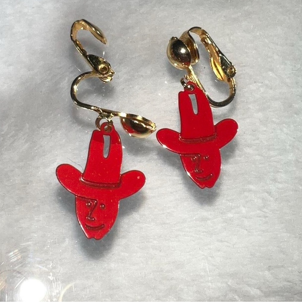 Red Cowboy hat Earrings